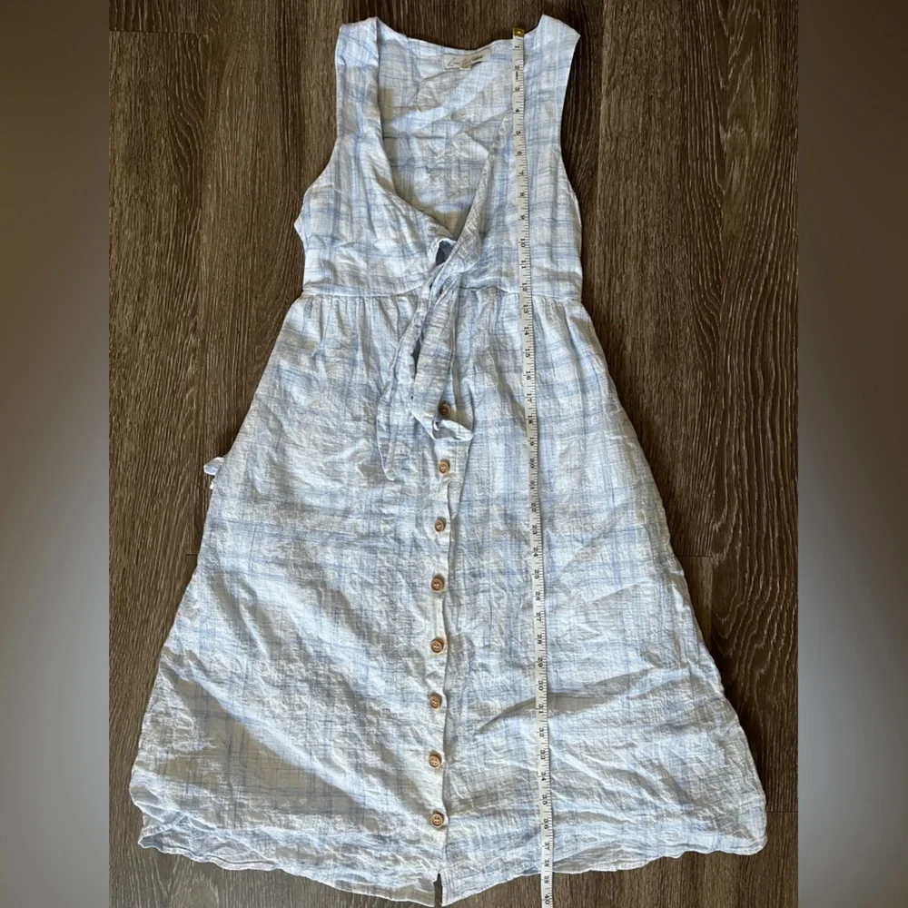 Love, white size xsmall blue plaid tie front dress - Picture 11 of 11